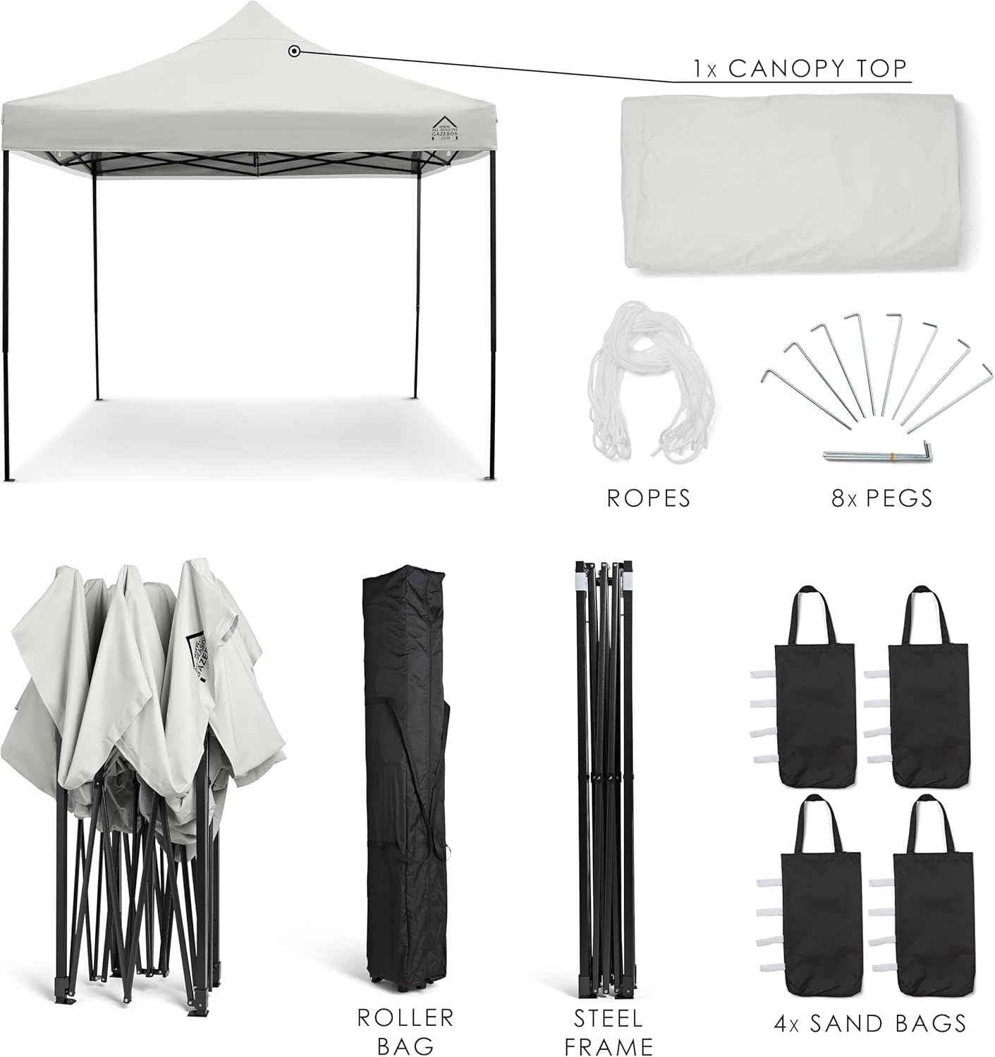 karaca-alisveris - Pop-up tonnelle série 3x3m - blanche, 100% imperméable
