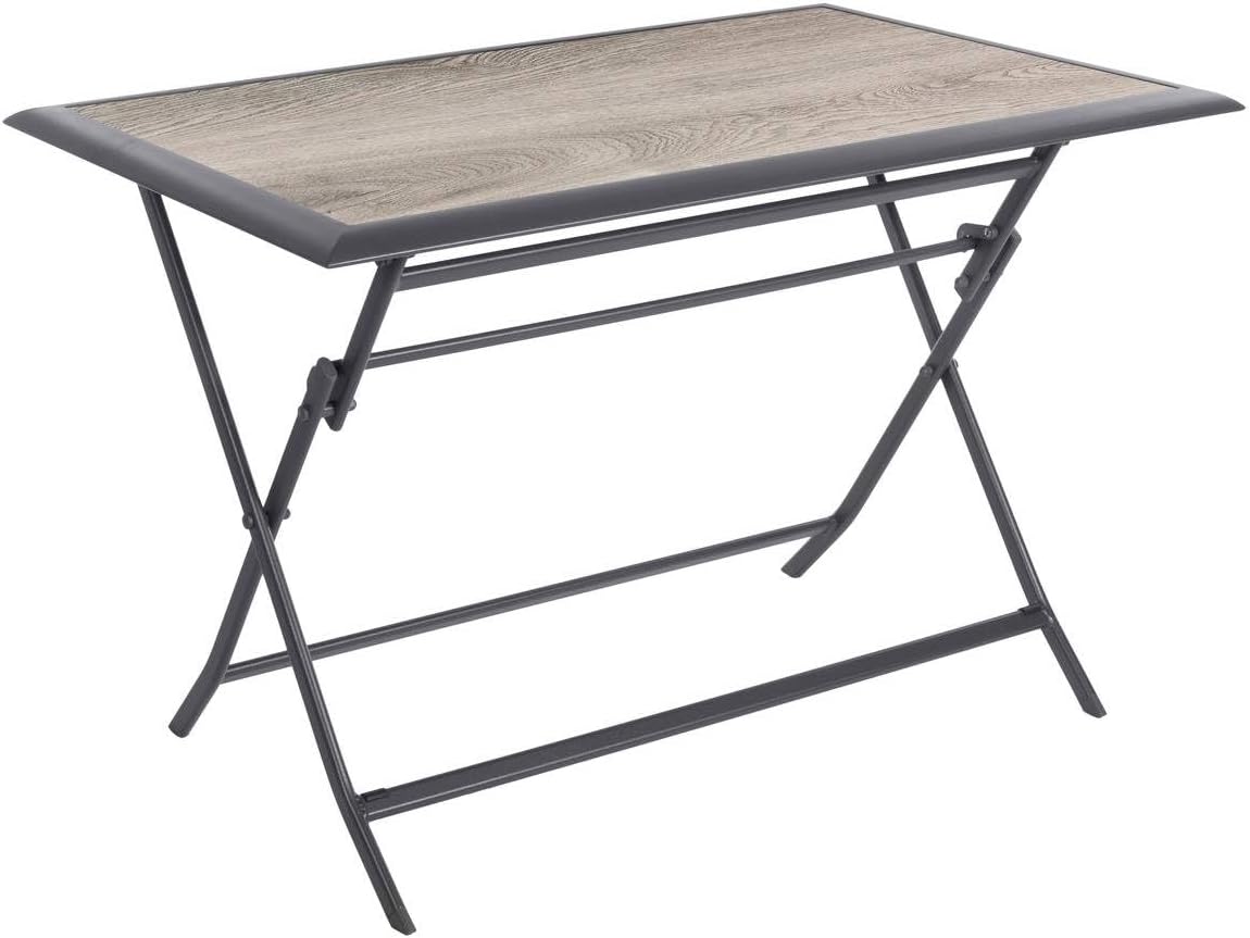 karaca-alisveris - Azua - table pliante rectangulaire, 4 places, aluminium epoxy, gris fumé
