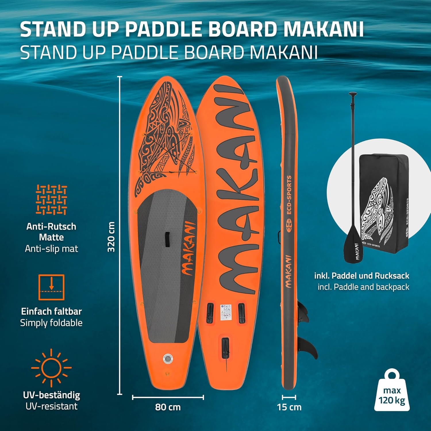 karaca-alisveris - Stand Up Paddle Série - 305/308/320/380 cm - PVC, 120/150 kg, ép. 10/15 cm