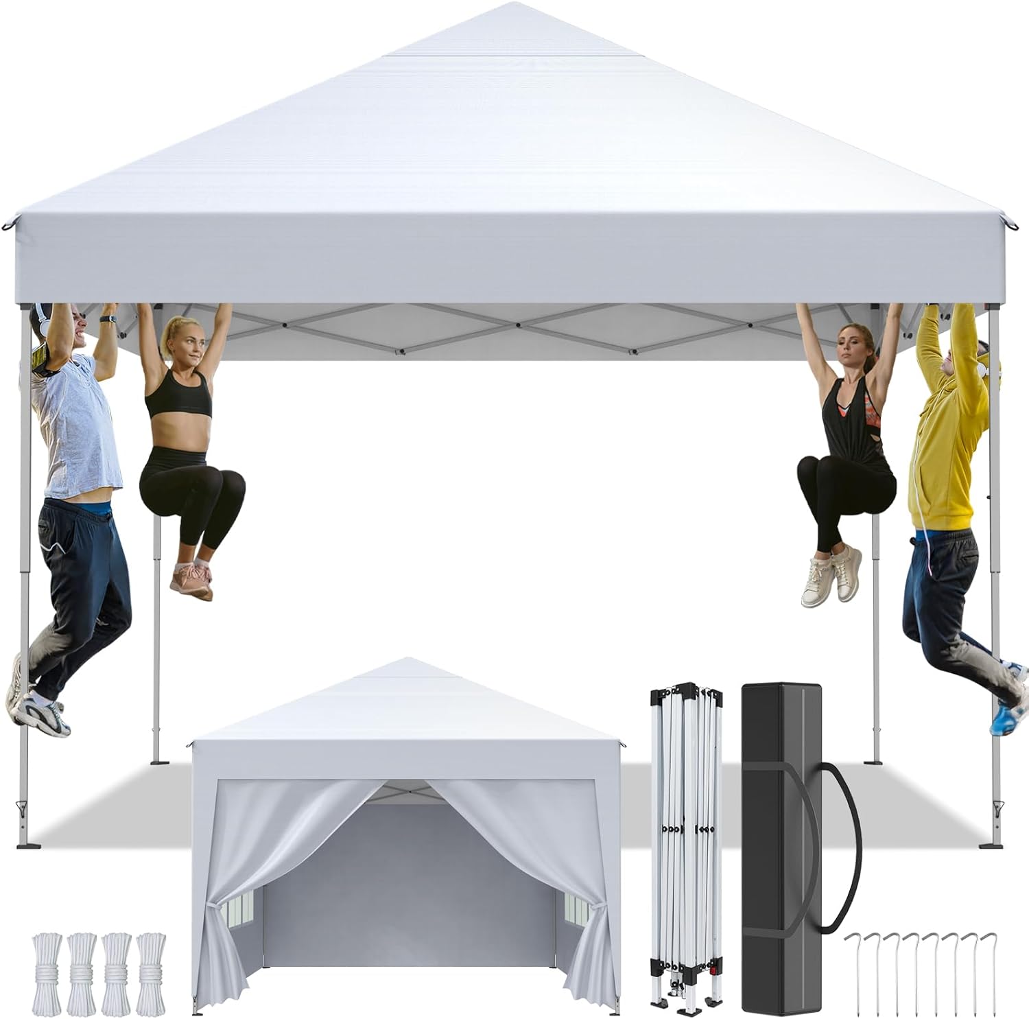 Tonnelle de Jardin - pliante 3x3m - 4 côtés, réglable, imperméable, anti-UV