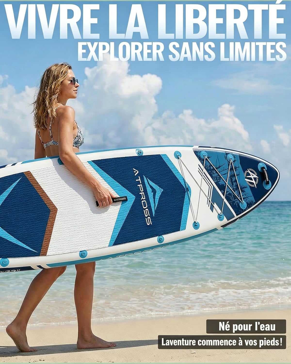 Stand Up Paddle Gonflable Adulte avec Siège Kayak & Accessoires, 320x84cm Planche de Sup Extra Large pour 2 Personnes, Charge 200kg, Kayak Gonflable 2 Places Stable et Antidérapant pour Surf