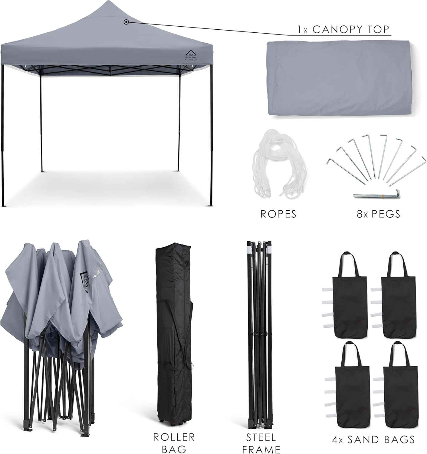 karaca-alisveris - Tonnelle série résistante - 3x3m - étanche, gris métallisé