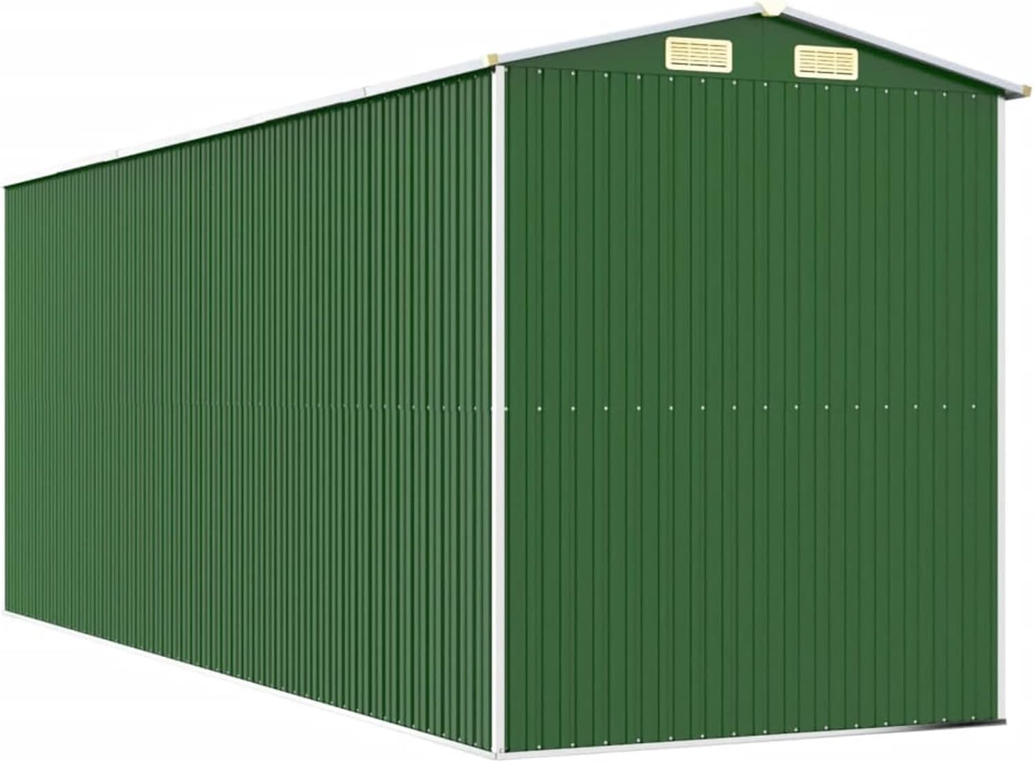 Abri de jardin extérieur en acier galvanisé vert 192 x 523 x 223 cm