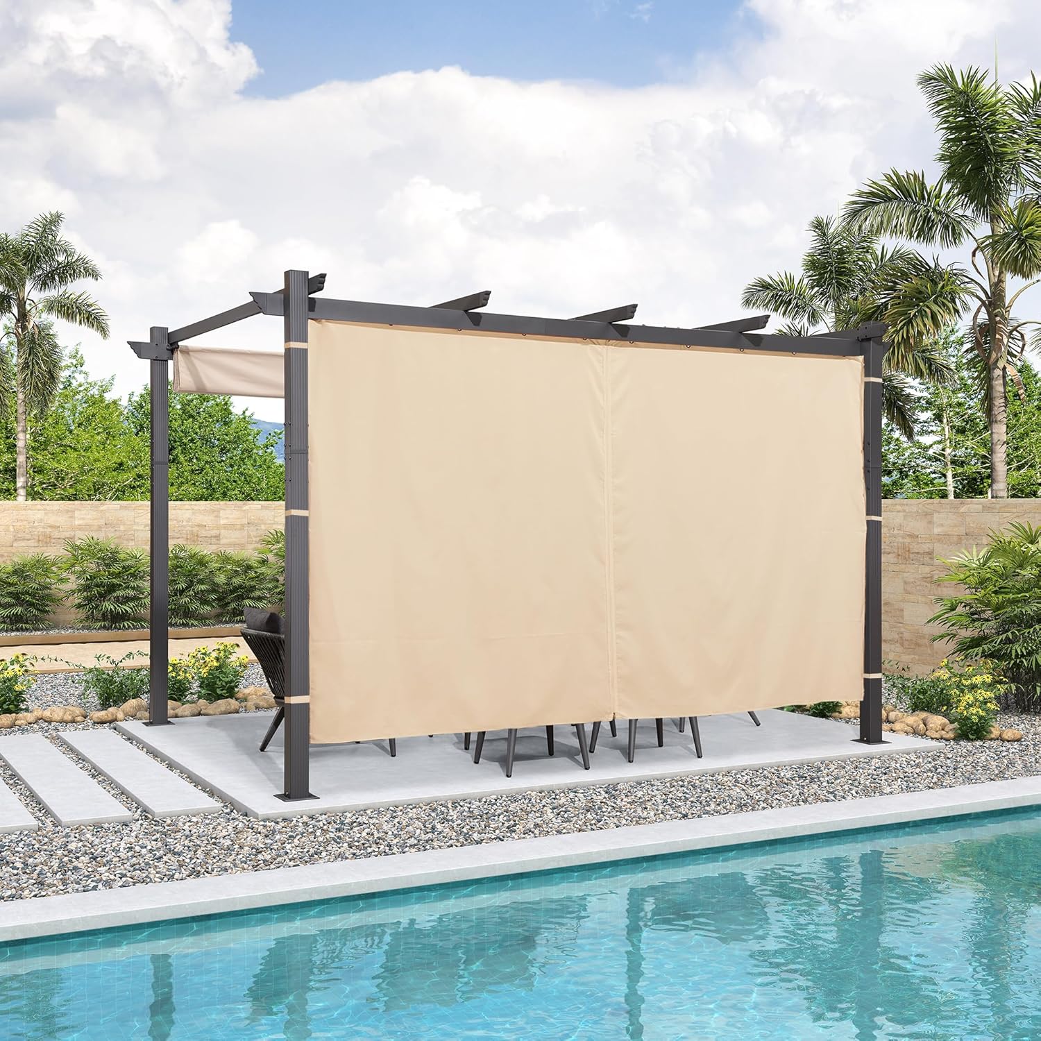 karaca-alisveris - Pergola aluminium série Rideau - 4x3m toit coulissant extérieur