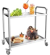 karaca-alisveris Chariot de Service INOX Service desserte de Cuisine à roulettes avec roulettes, 2 étagère...