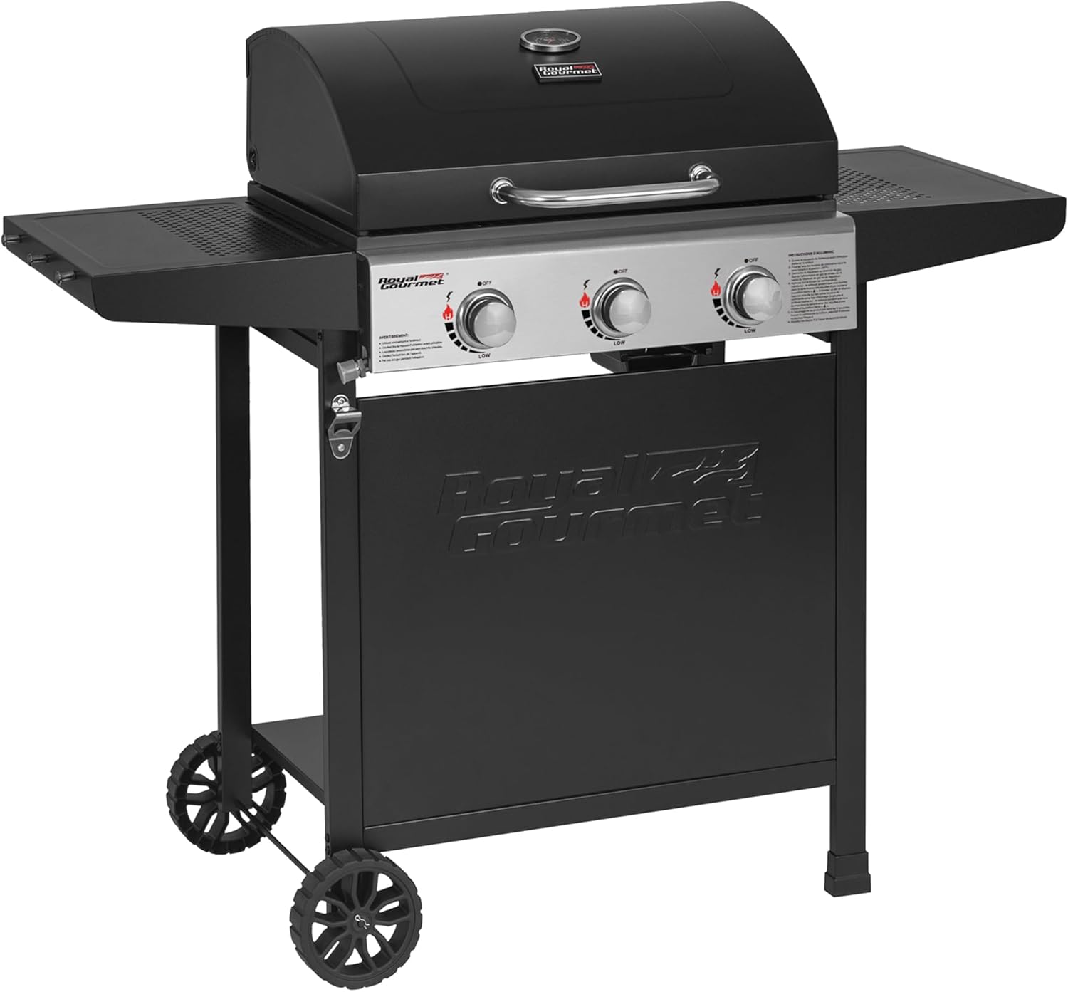 karaca-alisveris – BBQ Gaz 3 brûleurs – 9kW – chariot, capot, grilles, jardin