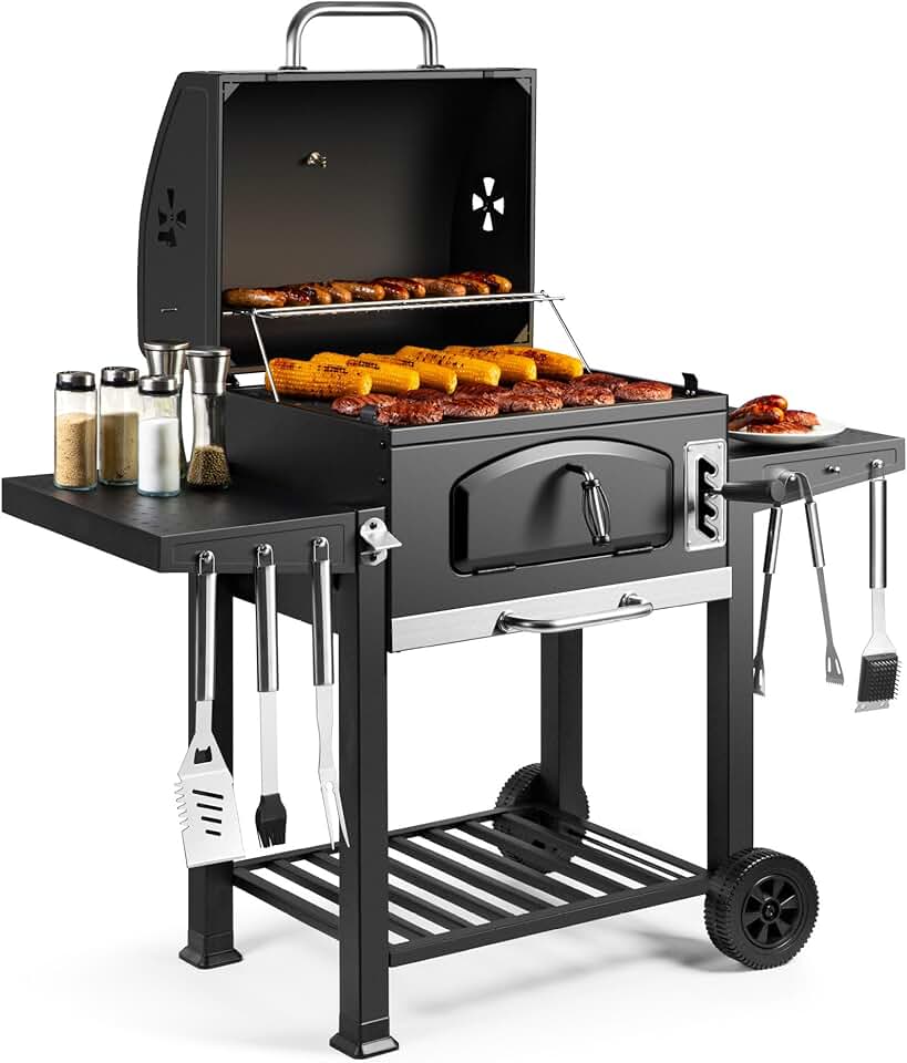karaca-alisveris - Barbecue XL - grande capacité, tablettes, fumoir, roues