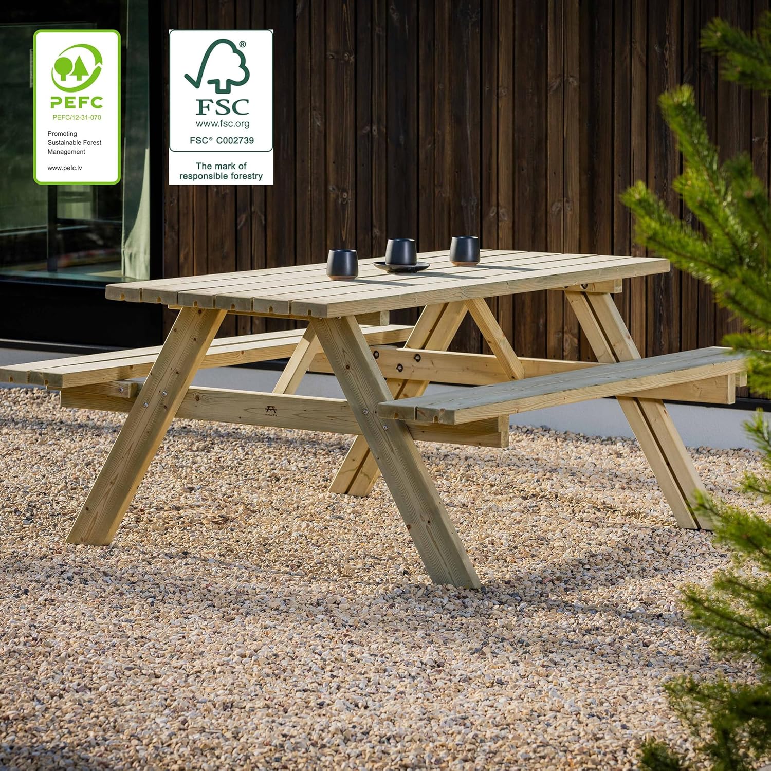 Table de Pique-Nique - Collection UNGURS - Résistante aux intempéries - Sièges pliants, idéale jardin_extérieur - karaca-alisveris-