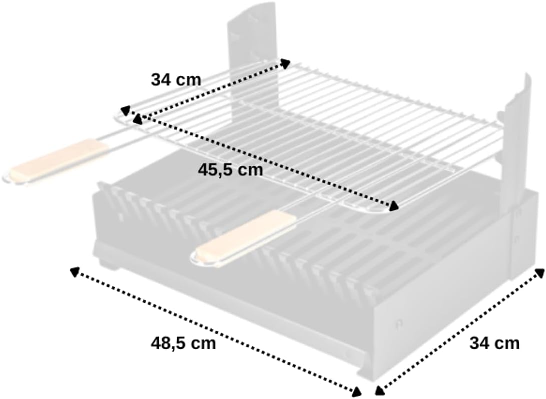 Barbecue à charbon réglable 3 hauteurs, dimensions compactes, GRILLOIR