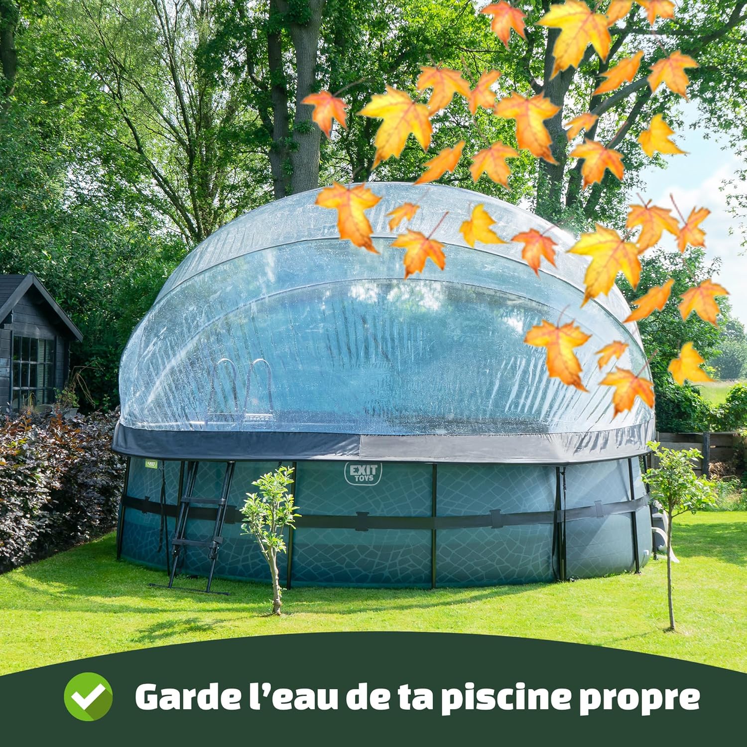 karaca-alisveris Piscine Tubulaire Soft Grey avec Dôme Multifonctionnel - ø360x76cm - Piscine Hors Sol Ronde avec Pompe Filtrante à Cartouche - Entrée Basse - Pour l'Eau de la Piscine Propre et Chaude - Gris