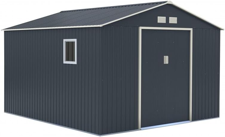Abri de jardin acier galvanisé - 13m², parois 175cm, fenêtre, kit ancrage
