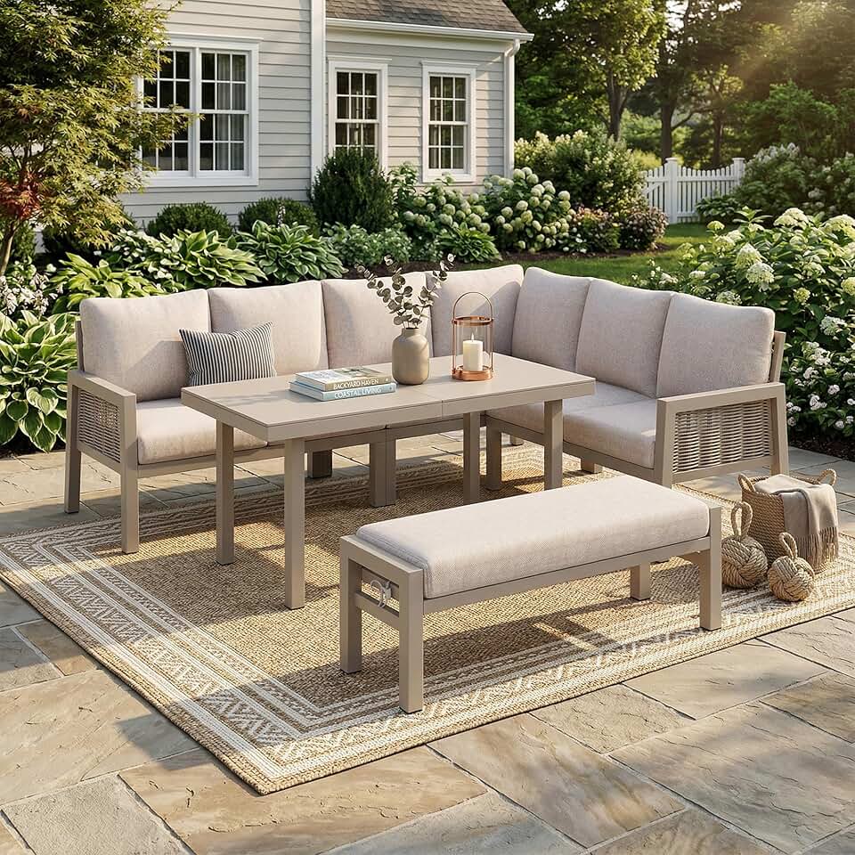 karaca-alisveris - I-Kaki - ensemble jardin 8 pers. - fer, verre, corde PE