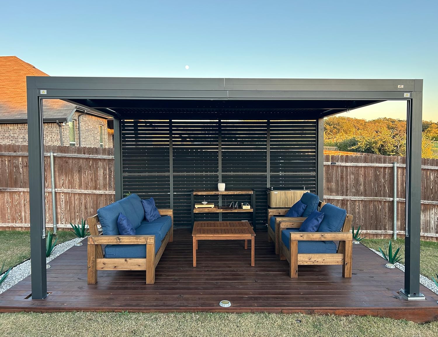 karaca-alisveris - pergola bioclimatique - 4,24x3,3m - alu, persienne fixes, gris