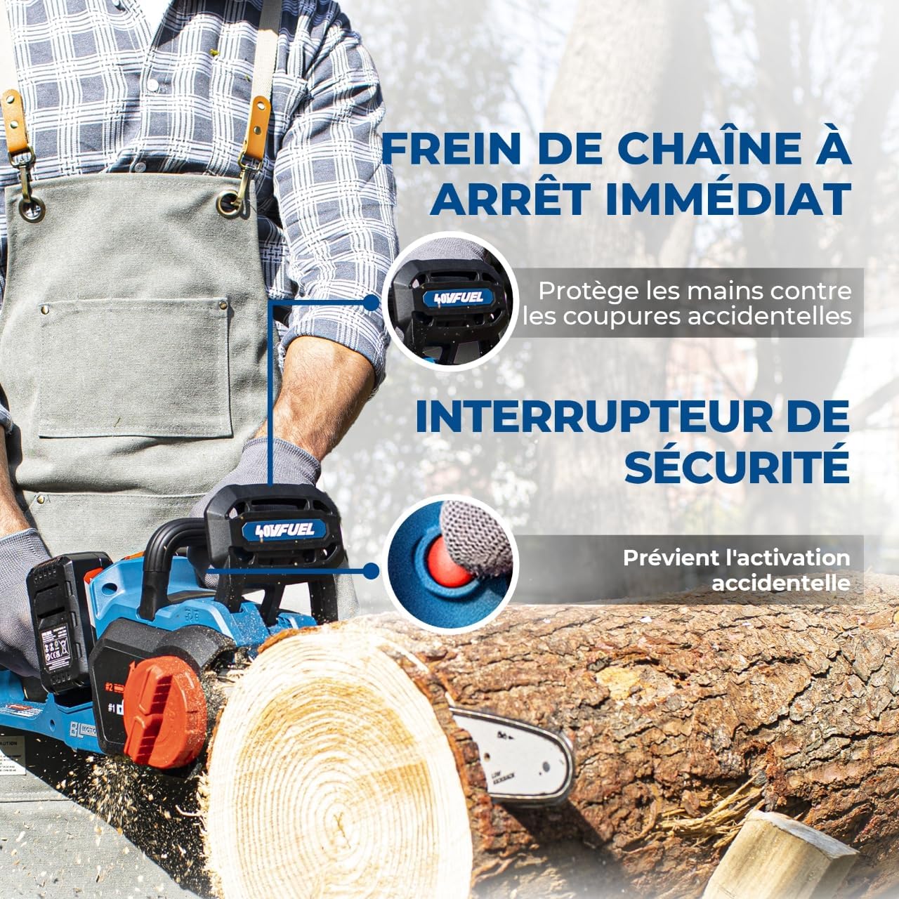 karaca-alisveris - Tronçonneuse sans fil 40V - 38 cm - Moteur brushless, 2 batteries 4 Ah