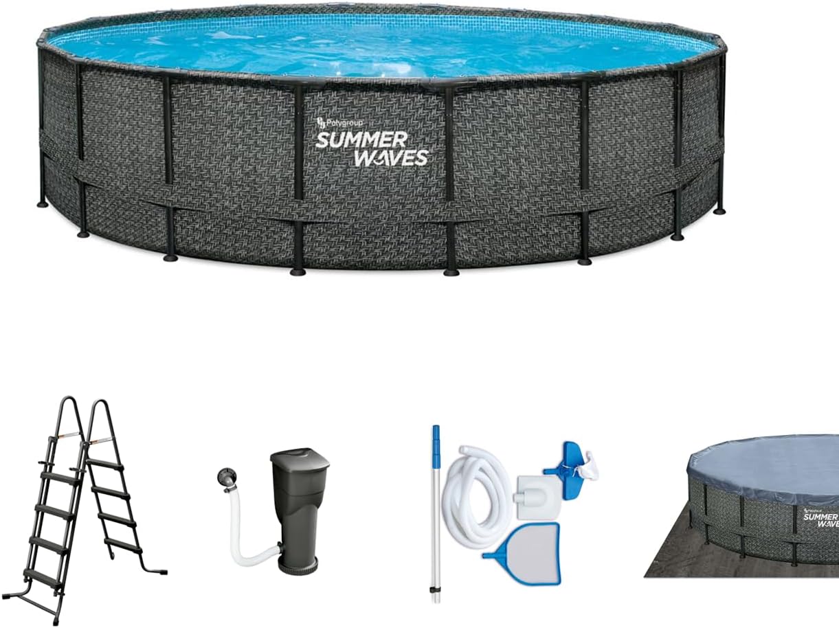 karaca-alisveris - Elite Frame rotin gris - Ø488x122 cm - Piscine hors-sol