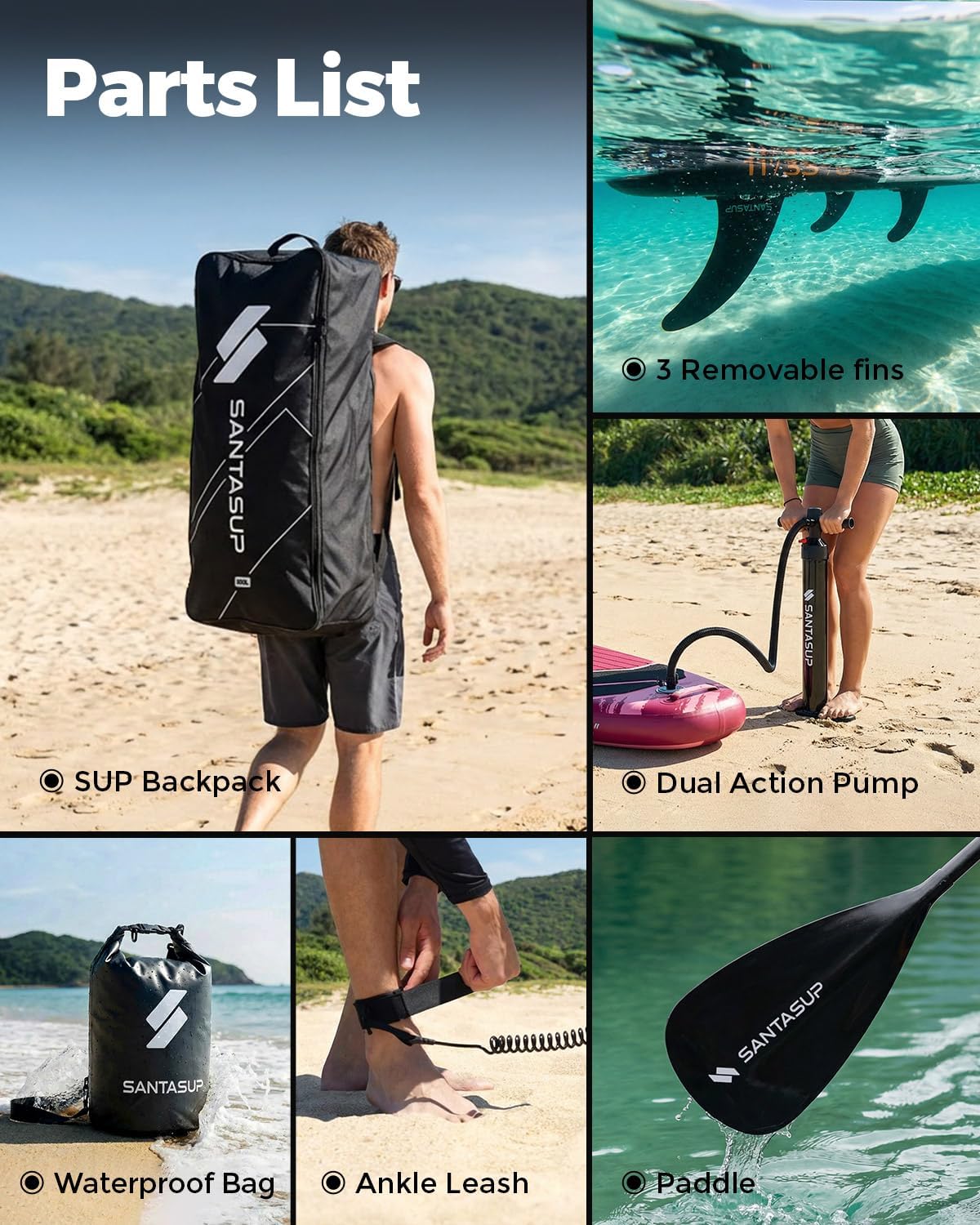 Tableau Gonflable Stand Up Paddle avec Accessoires Sup, Pont EVA antidérapant, Tableau Large 10'6
