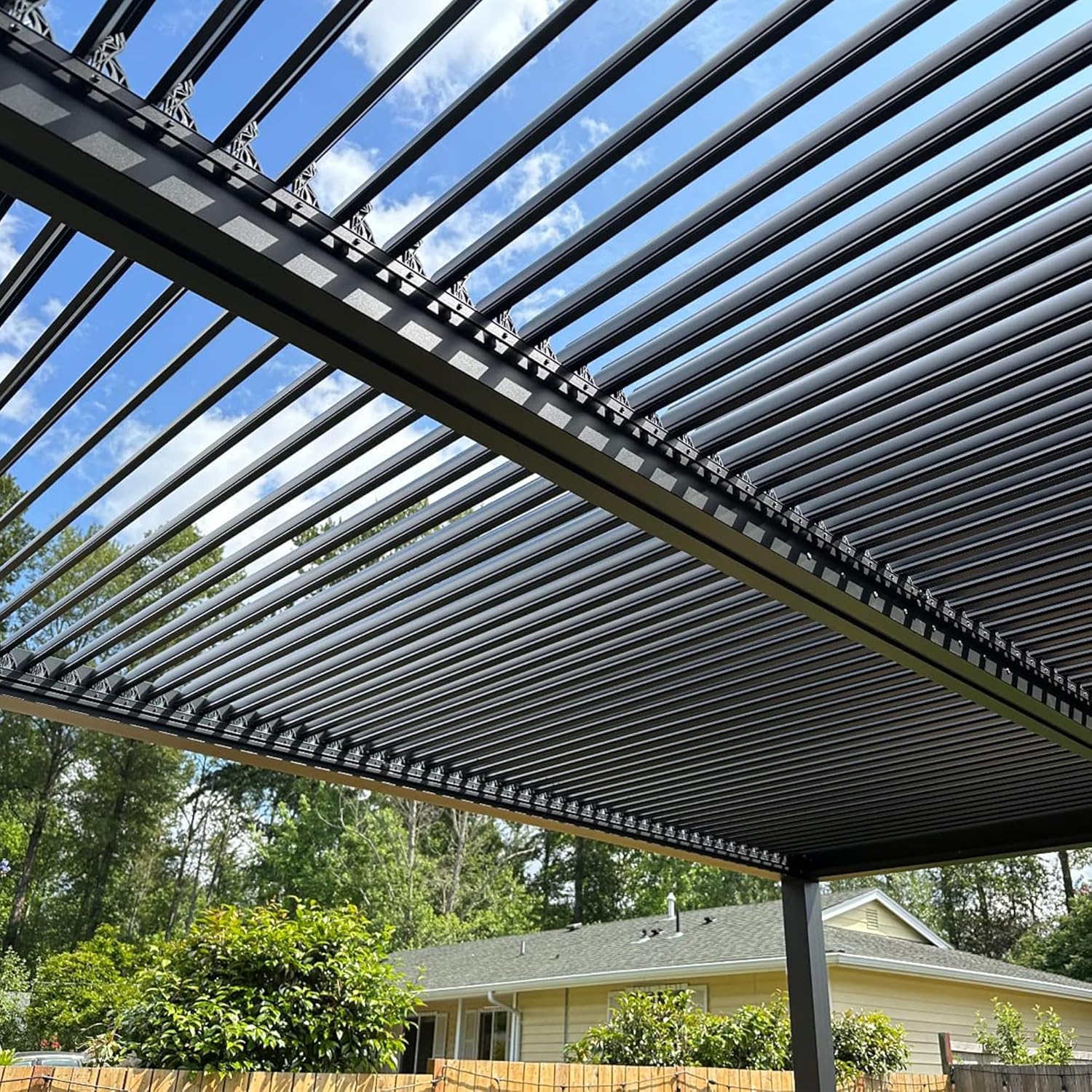 karaca-alisveris - Pergola bioclimatique série aluminium - 4,8x3,68m - lames orientables, surface 17,66m²