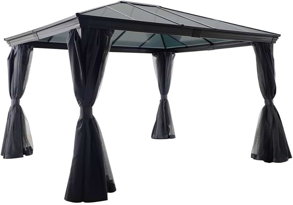 karaca-alisveris - Tonnelle Belize Graphite - 5 places - polyester acier epoxy anti-rouille