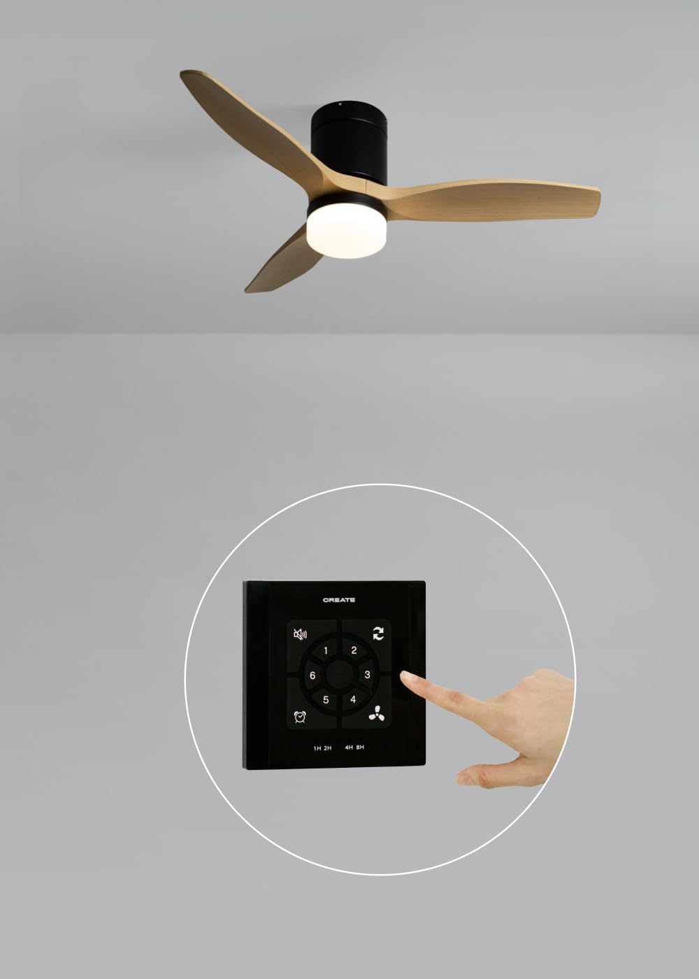CREATE - WINDCALM S - Ø112 cm - Ventilateur plafond LED, télécommande, été/hiver, minuteur