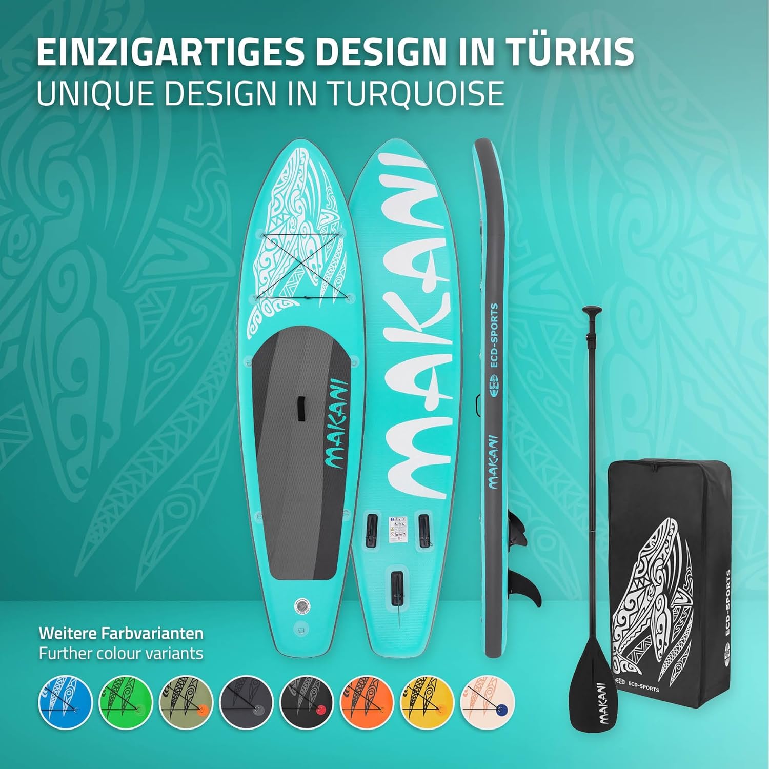karaca-alisveris - Stand Up Paddle Board - 305/308/320/380 cm - PVC, jusqu’à 150 kg, 10/15 cm, sac, pompe