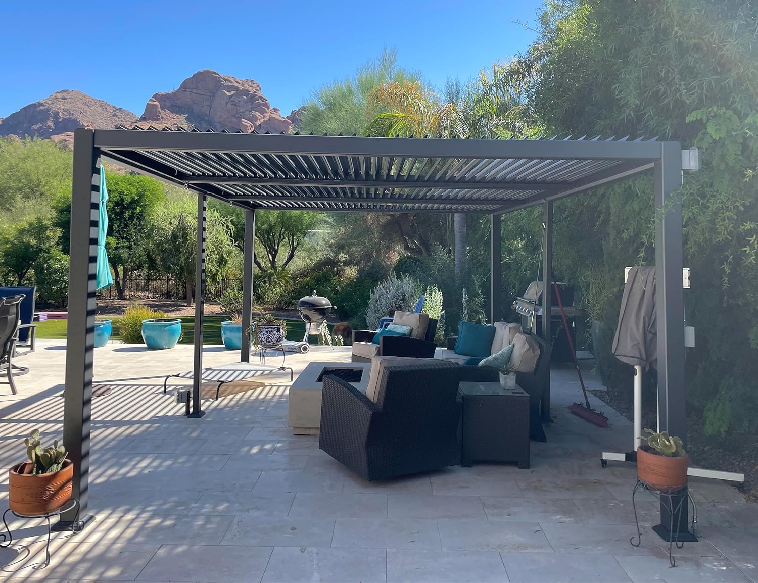 karaca-alisveris - pergola bioclimatique - 3,5x6,35m - aluminium, lames orientables, résistante intempéries