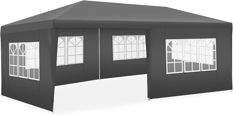 karaca-alisveris® Tonnelle de Jardin Exterieur 6x3m Tente de Reception Protection UV 30+, Barnum Chapiteau Gazebo Pavillon de Jardin, résistant à l'eau avec Parois Amovibles, Cadre Robuste en Acier époxy