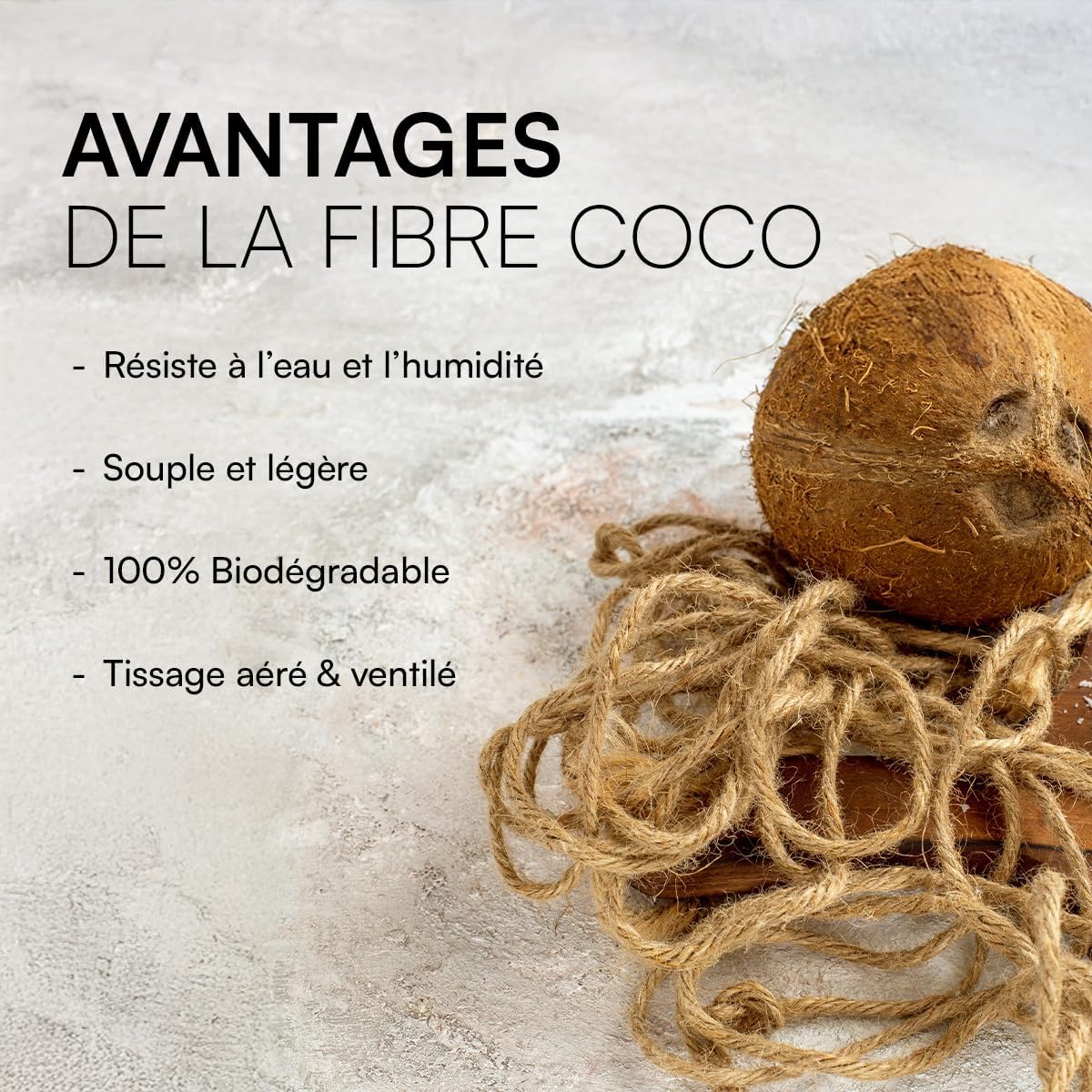 Toile d'ombrage écologique coco rectangulaire 4x6m protection solaire