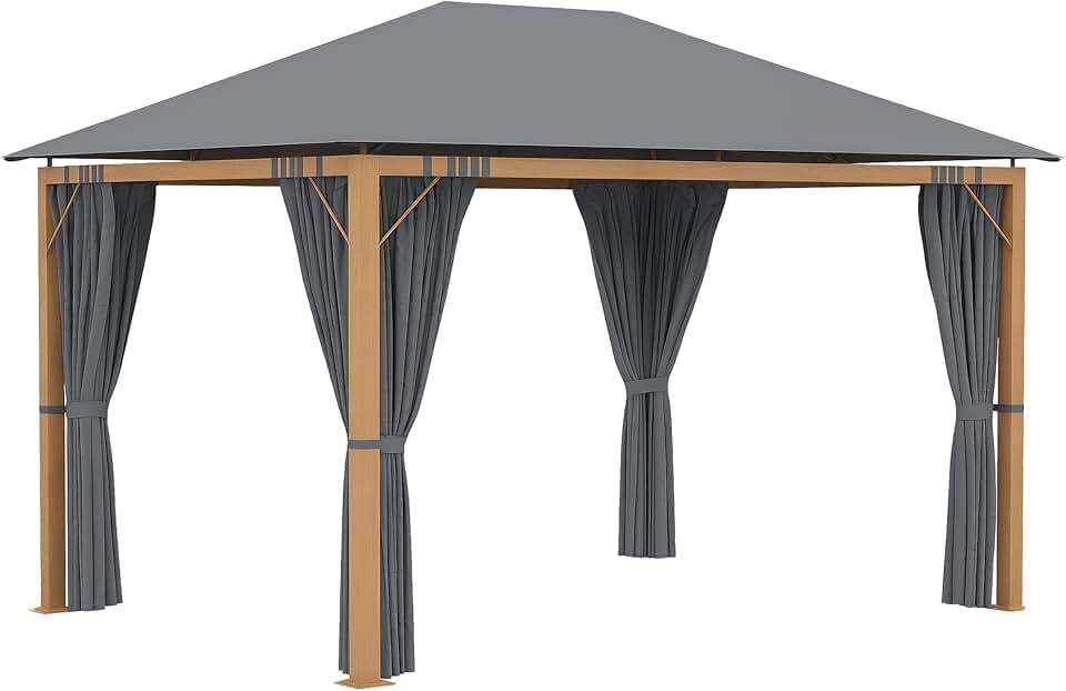 karaca-alisveris - Tonnelle aluminium pavillon 4x3m rideaux toit polyester