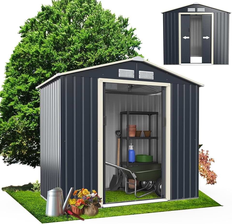 karaca-alisveris - Abri de Jardin Métal série Toit en pente - 213x128x195cm - Porte coulissante, résistant, 3m2