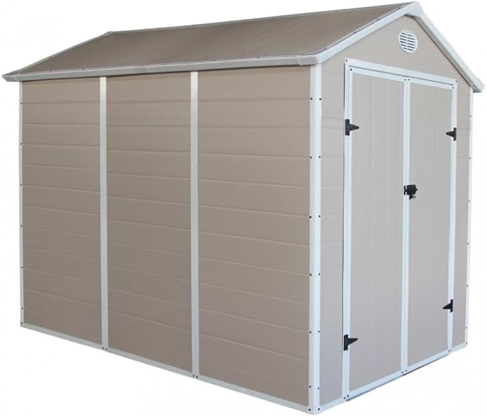 karaca-alisveris - Abri Jardin Résine - 5,32m² - acier, porte double, fenêtre, 226cm