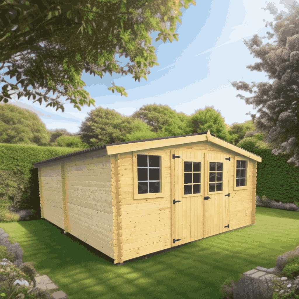 Abri de jardin bois massif - 20m², épaisseur 28mm, grande superficie