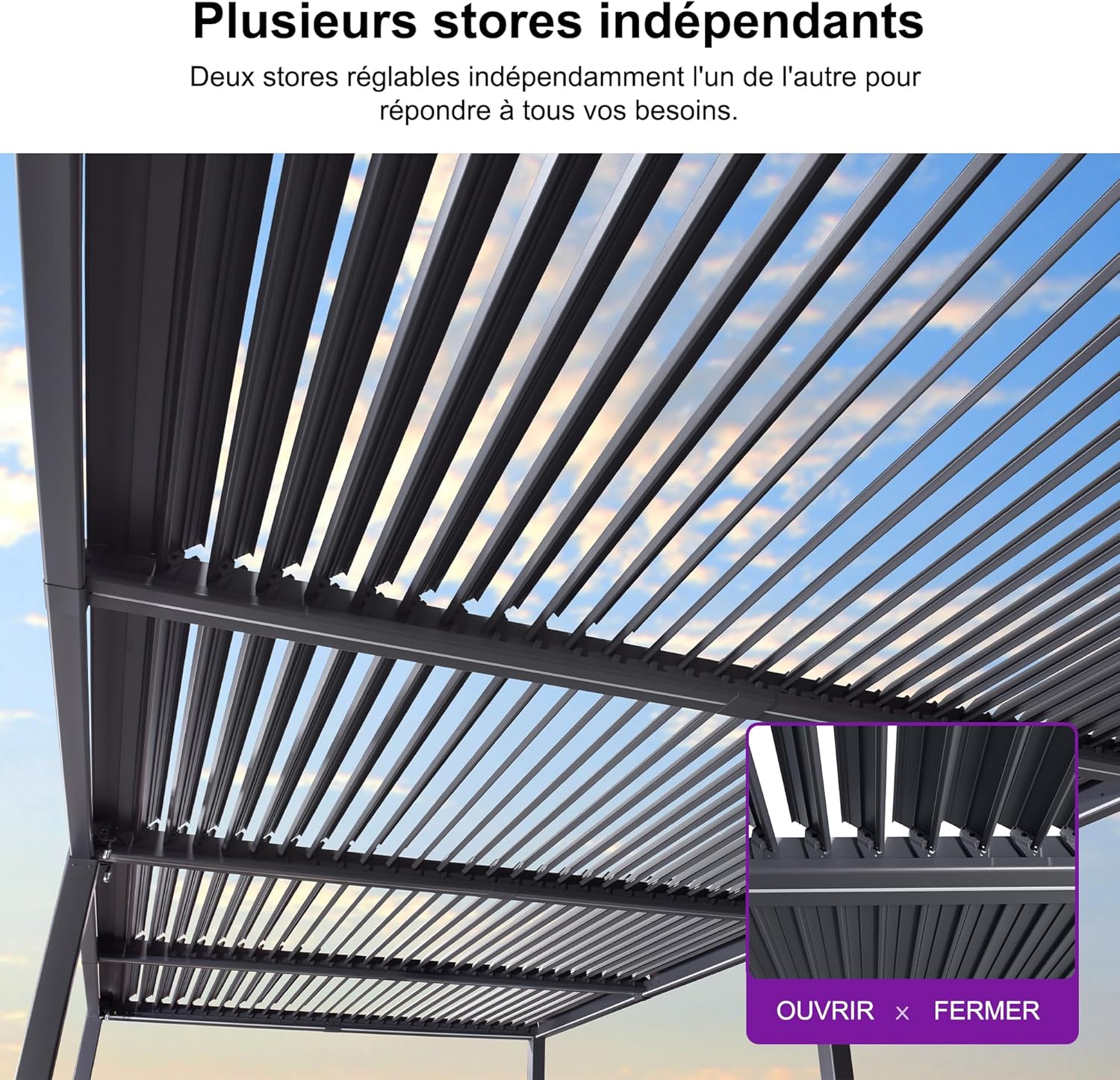 karaca-alisveris - Pergola bioclimatique - 3,5x8,5m - aluminium, lames LED, étanche