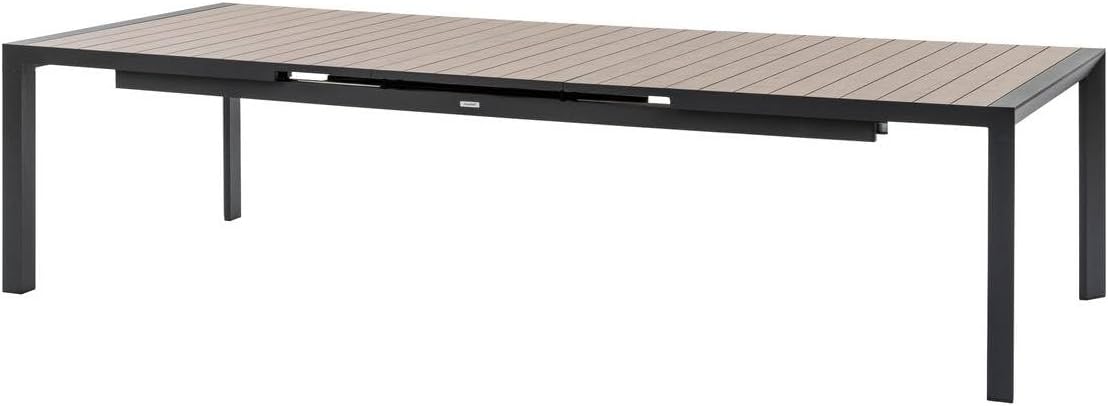 karaca-alisveris - Evasion - grande table extensible 14 places - aluminium effet bois, rallonge, extérieur