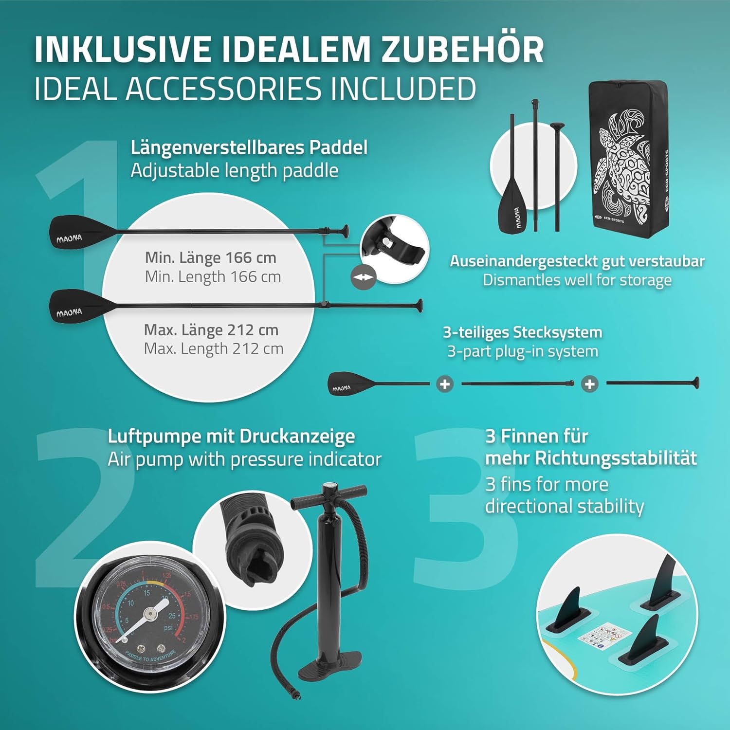 karaca-alisveris - Stand Up Paddle Gonflable - 305/308/320/380 cm - PVC 120/150 kg 10/15 cm