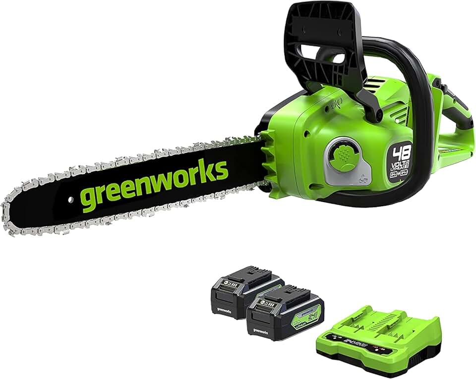 karaca-alisveris - Tronçonneuse sans fil série 48V - 35cm - moteur sans balais, vitesse 20m/s, 2 batteries 24V 4Ah, graisseur 