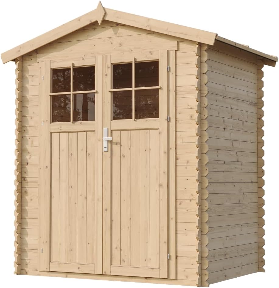Abri de Jardin en Bois avec Sol TRAITÉ - Stockage extérieur I196xL136xH218 cm/ 1.98 m2 Petit abri à Outils, Local à vélos - karaca-alisveris M367F+M367G