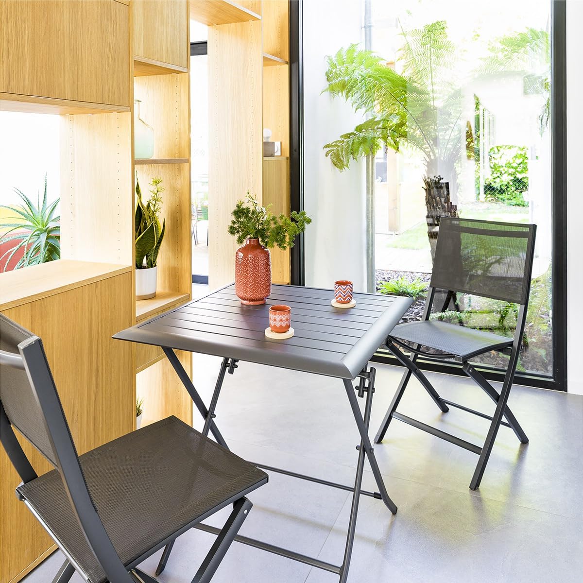 karaca-alisveris - Azua - table pliante 2 places 70x70cm aluminium gris