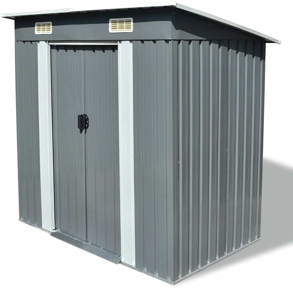 Abri de Jardin Métal Gris,Abris De Jardin,Abri De Stockage pour Jardin,Abri D'Outils De Jardin
