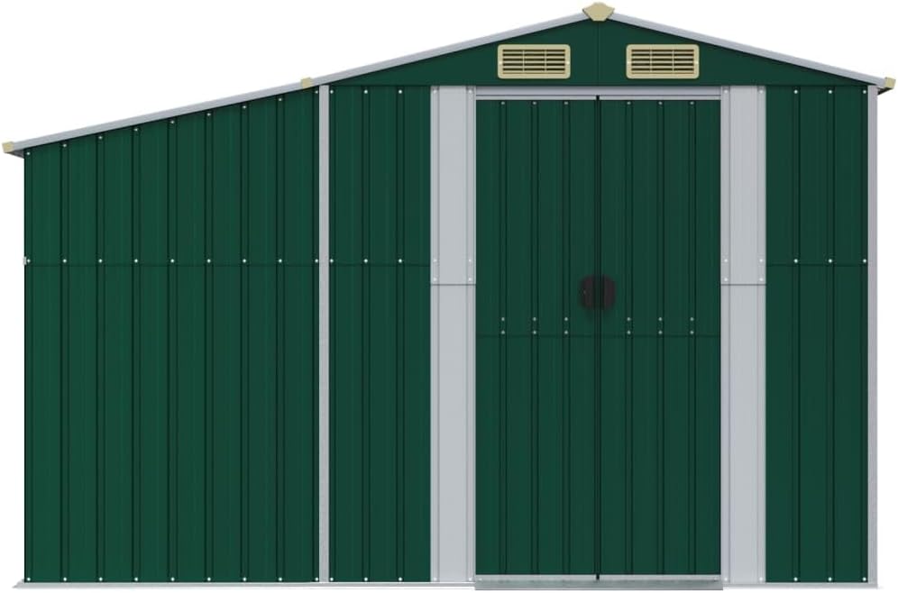 Abri de jardin acier galvanisé, toit incliné, 277x192,5x179 cm, vert