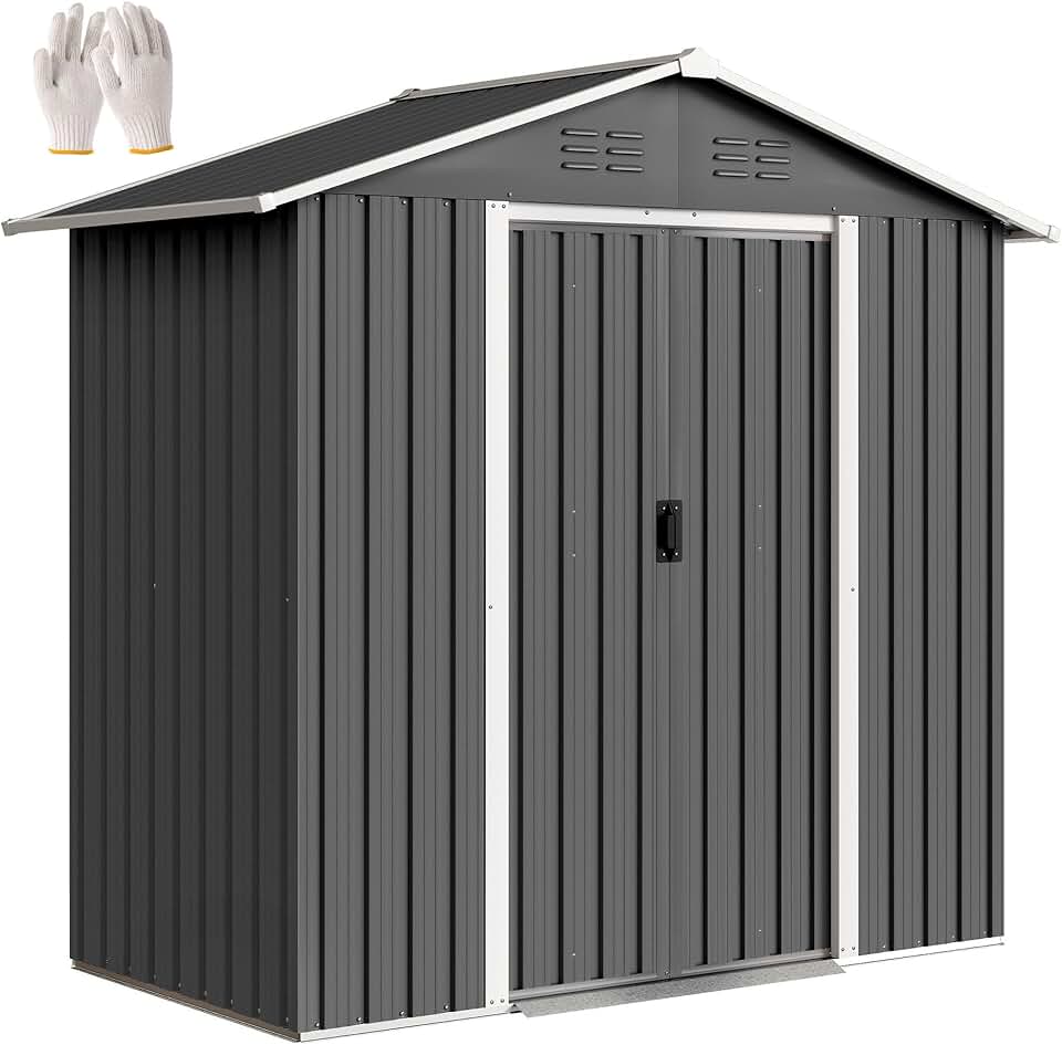 karaca-alisveris - abri de jardin métal 1,8 m² - 194x107x191 cm, portes coulissantes, 4 aérations