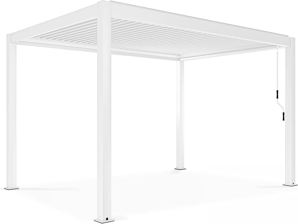 karaca-alisveris - Pergola bioclimatique autoportée blanche - 3x4m - résistance météo