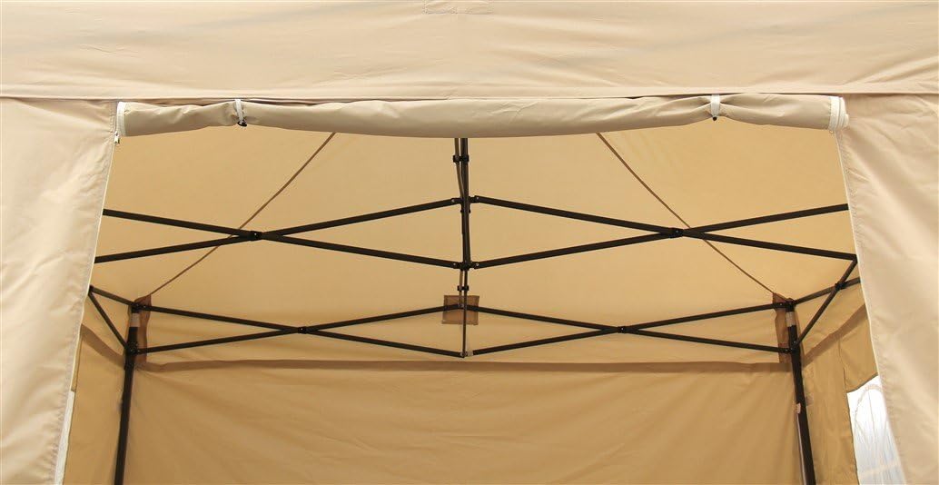 AllSeasonsGazebos Pavillon Ultra-résistant à Ouverture instantanée de 3m x 3m avec 4 Poids léger Panneaux latéraux + Sac de Transport sur Roues et 4 Sacs de Poids pour Les Pieds (Beige 2)