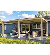 karaca-alisveris Pergola Bioclimatique en Effet Bois Aluminium 3,5 x 5,5 m, Tonnelle de Jardin Extérie...