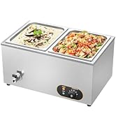 karaca-alisveris Bain Marie Électrique en Acier Inoxydable, Température réglable, 2X 1/2 GN Récipients ave...