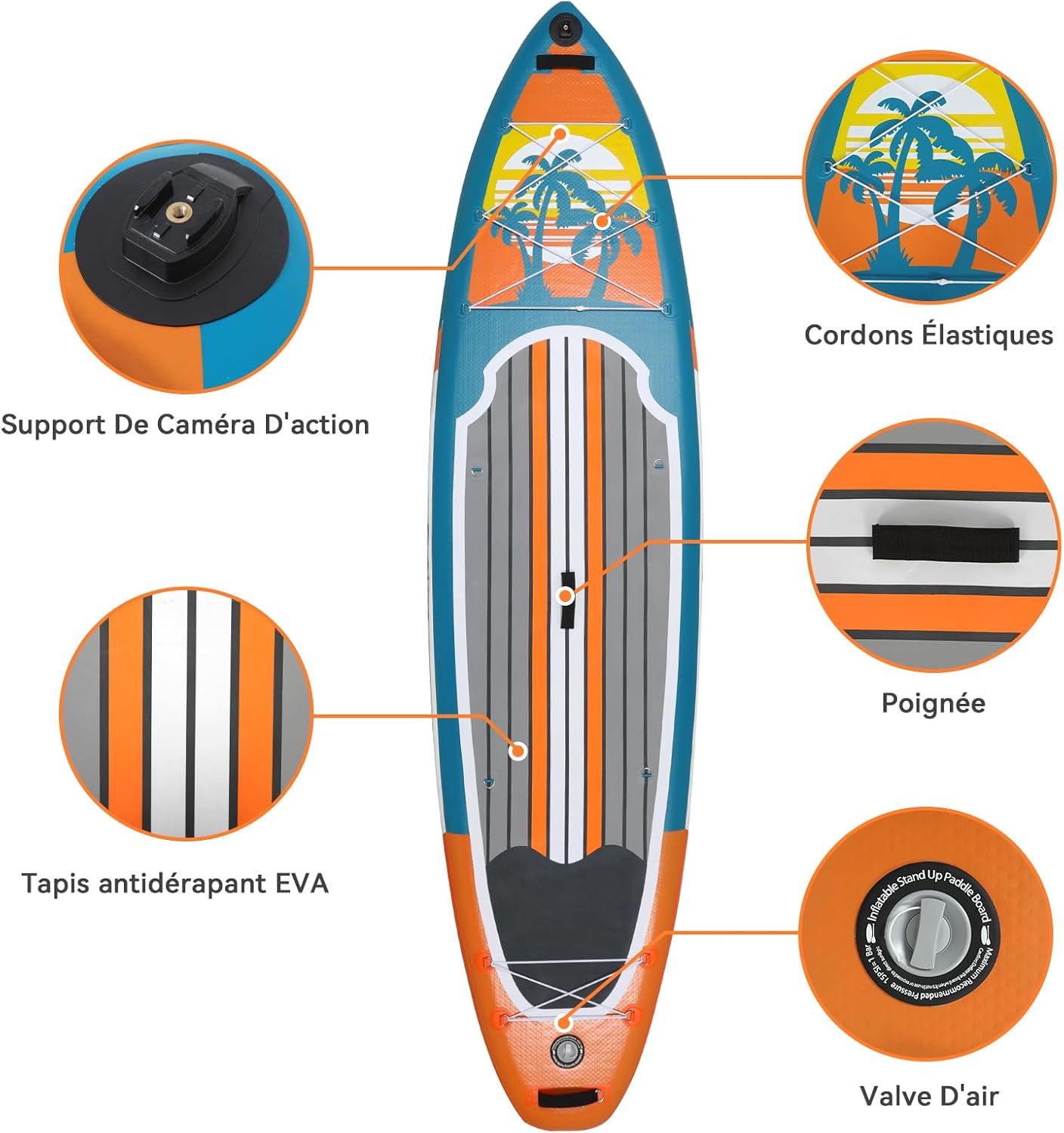 karaca-alisveris - Paddle gonflable adulte - 320/335cm - 2 personnes, siège kayak, pagaie alu, caméra, pompe, 150kg