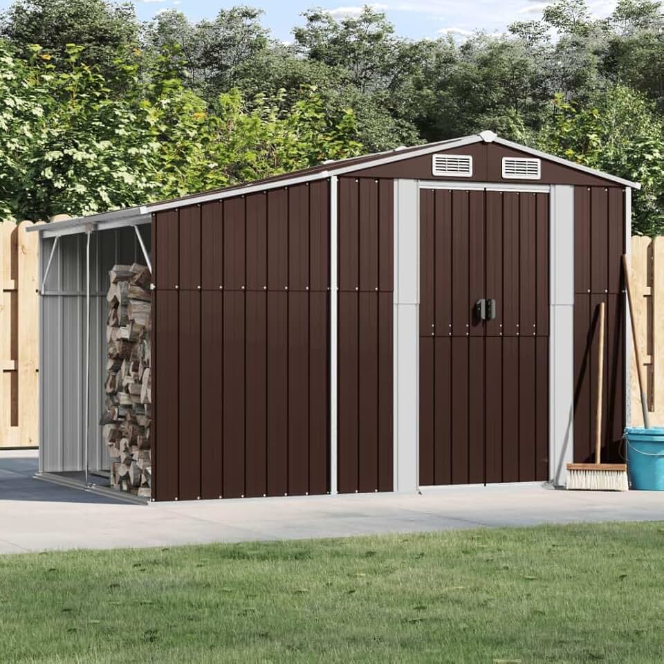 karaca-alisveris - abri de jardin acier galvanisé marron 277x192,5x179 cm