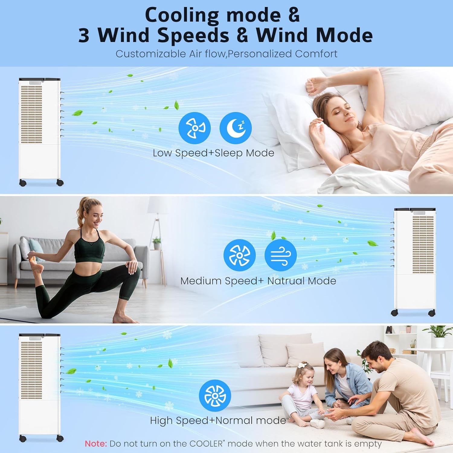 Climatiseur mobile - 8L, silencieux, 12h minuterie, 3 vitesses, 3 modes