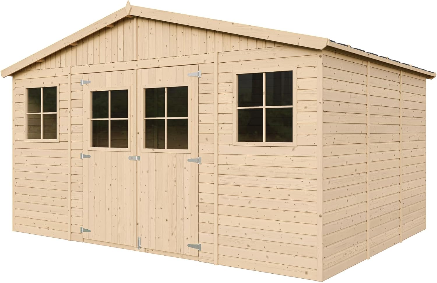 Abri de Jardin en Bois Exterieur avec Plancher IMPRÉGNÉ- Chalet en Pin/épicéa-H246x418x320 cm/12 m²- Construction de Panneaux - Rangement pour vélos, Remise à Outils- karaca-alisveris M331+M331G