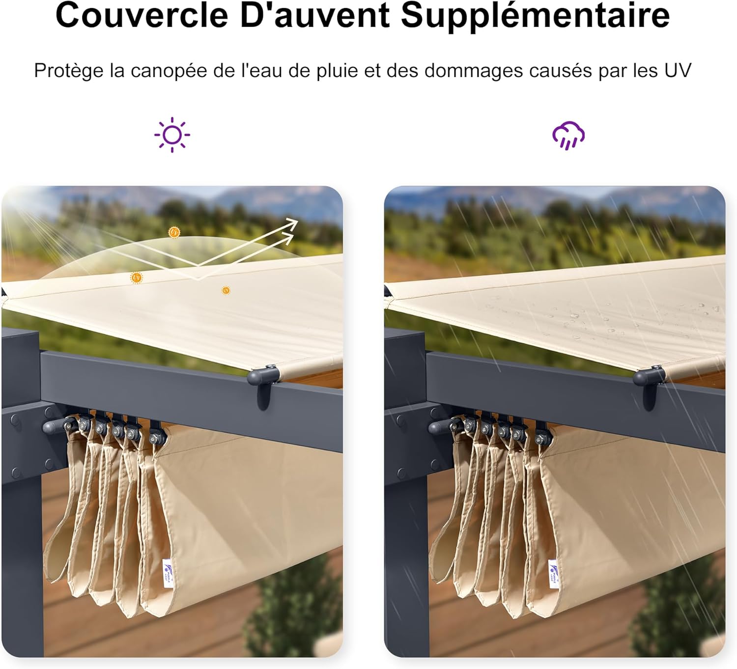karaca-alisveris - Pergola Kaki - 4x3m aluminium, toit rétractable, imperméable