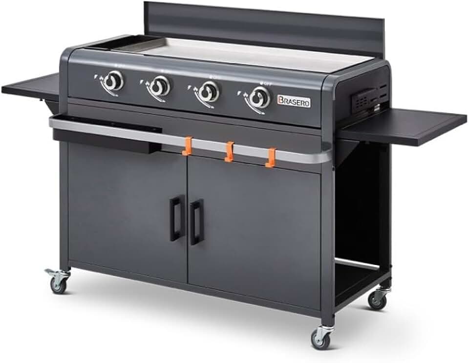 karaca-alisveris - Plancha Lola sur chariot, 88x35,5cm, 4 brûleurs gaz, 9,6kW